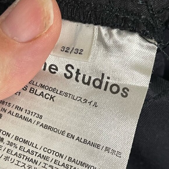 Acne Studios black medium rise raw hem ankle length jeans size 32 stretch - Picture 10 of 10